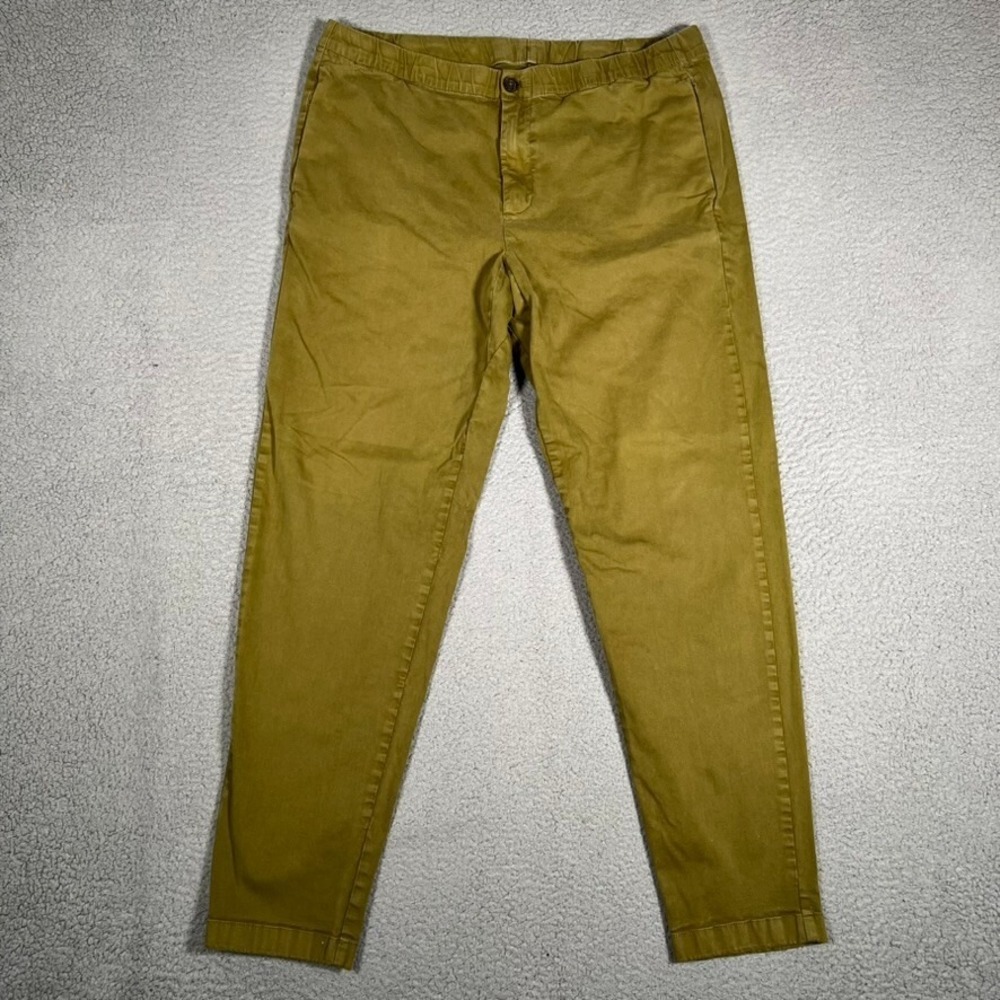 Bonobos Pants Mens XL Green‎ Chino Tapered Fit Elastic Waist Logo Casual Pocket